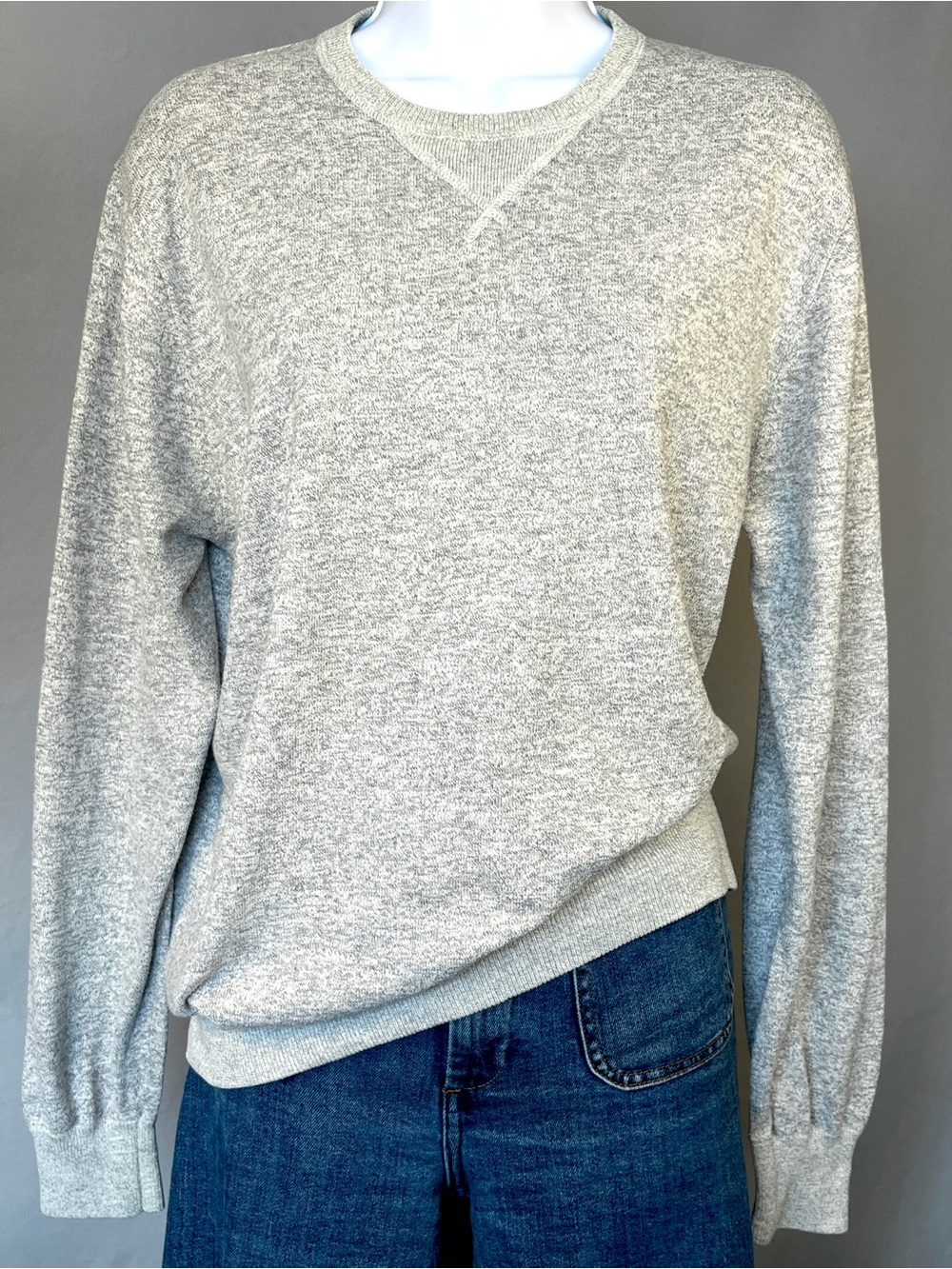 J. Crew Women's Crewneck Sweater Light Heather Gray Classic Fit Pullover Size M